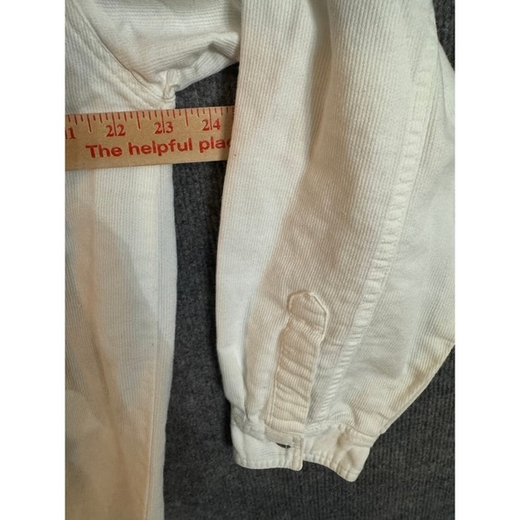 Bugle Boy Gold Crest Millennium Series White Corduroy Band Collar Shirt Mens L - Picture 6 of 8